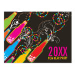 New Year Bubbly Bottles Party Celebration Invite Postcard