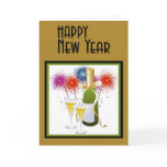 New Year Champagne Fireworks Card