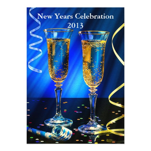 New Year Champagne Toast Personalized Announcements (front side)