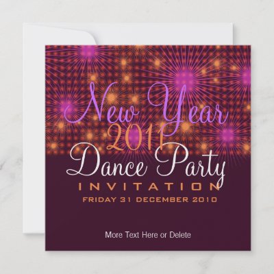 New Year Dance Party Stars & Fireworks Invitation invitation