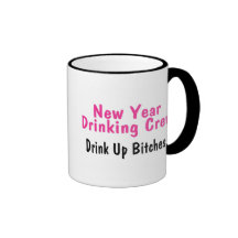 New Year Drinking Crew Pink Coffee Mugs