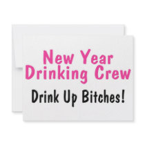 New Year Drinking Crew Pink invitations