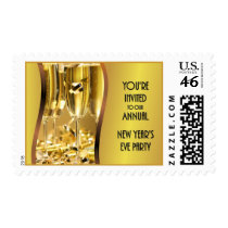 New Year Eve Party Invitation Postage Stamps by SquirrelHugger New Year Eve Party Invitation Postage Stamps