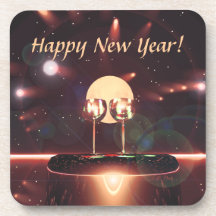 New Year Fireworks and Champagne Drink Coasters