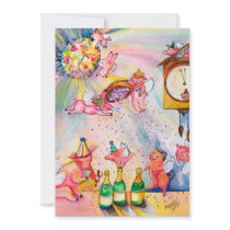 New Year Flying Pigs Invitation