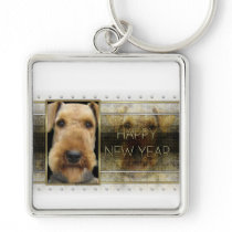 New Year - Golden Elegance - Airedale Keychains