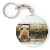 New Year - Golden Elegance - Airedale Keychains