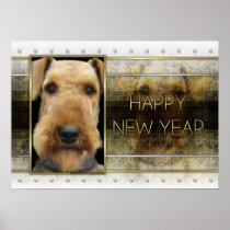 New Year - Golden Elegance - Airedale Poster