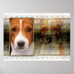 New Year - Golden Elegance - Basenji posters