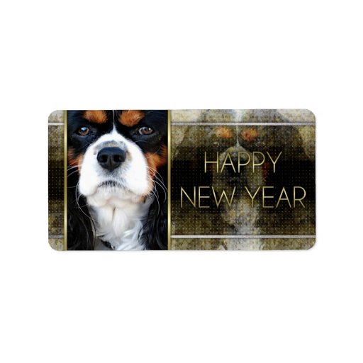 New Year - Golden Elegance - Cavalier - Tri-color Personalized Address Labels