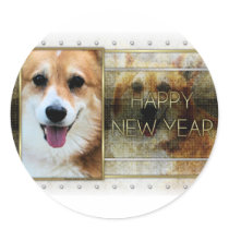 New Year - Golden Elegance - Corgi - Owen Stickers