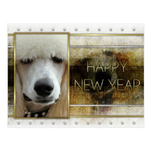 New Year - Golden Elegance - Poodle Apricot Post Card