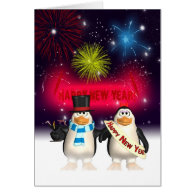 New Year Greeting Card - Happy New Year Penguins