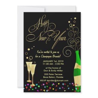 New Year Party Invitations - Champagne Brunch
