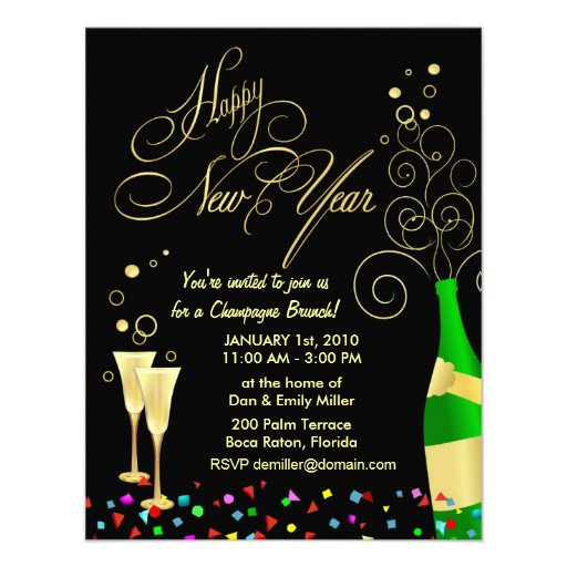 New Year Party Invitations - Champagne Brunch (front side)