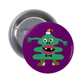 New Year Tree Cute Monster Button