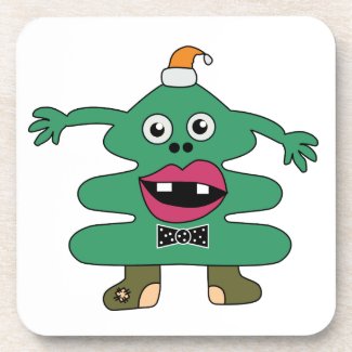New Year Tree Monster Custom Cork Coaster