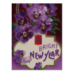 New Year With Purple Flowers Post Card