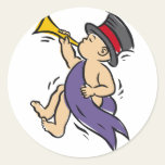 New Years Baby Round Stickers