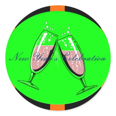New Year's Celebration Round Stickers by MissMissyLue