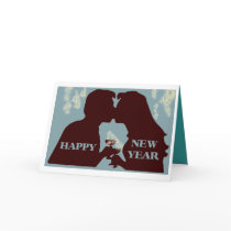 NEW YEARS COUPLE WITH A KISS cards
