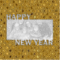 New Years Cut Out Photo Frame - Gold Sequins