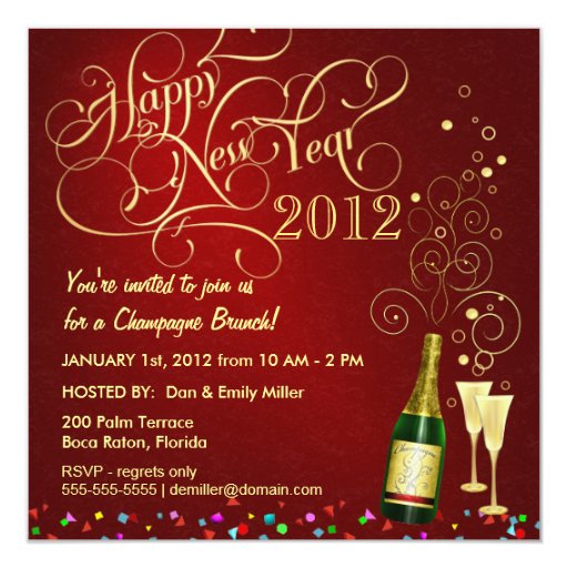 New Year's Day Party - Champagne Brunch Card | Zazzle