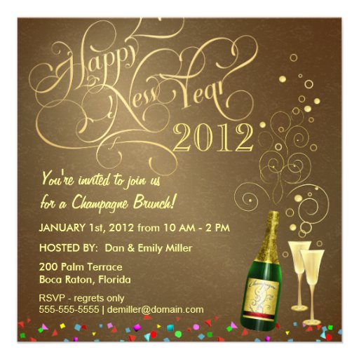 New Year&#039;s Day Party - Champagne Brunch 5.25x5.25 Square Paper Invitation Card | Zazzle