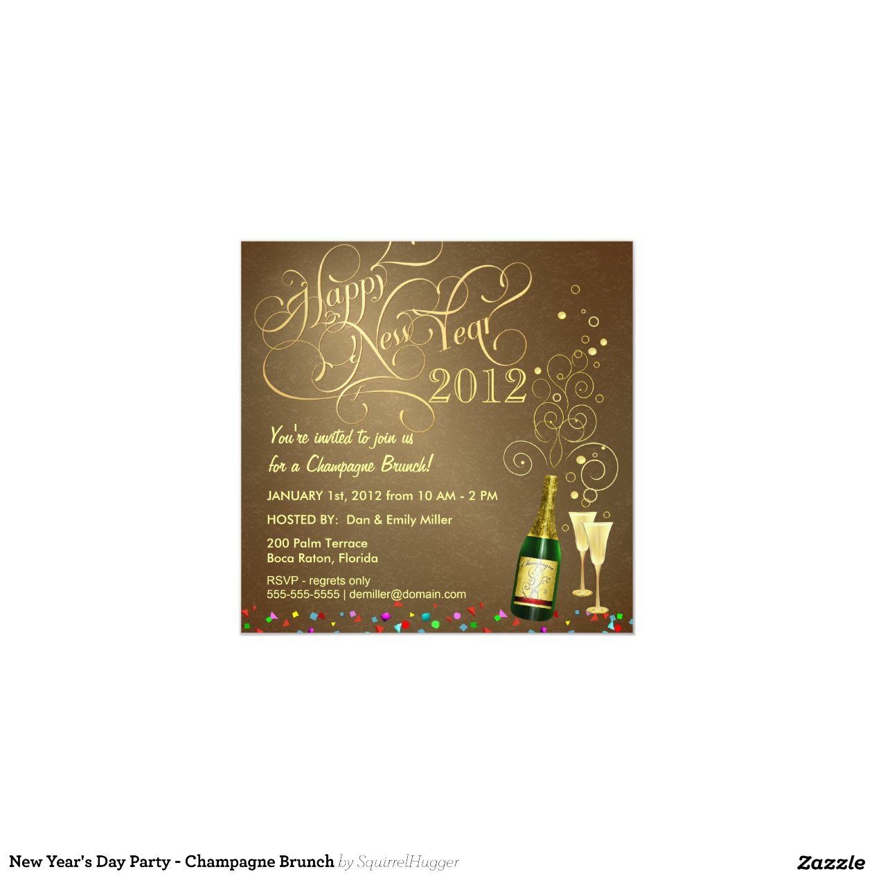 New Year&#039;s Day Party - Champagne Brunch 5.25x5.25 Square Paper Invitation Card | Zazzle