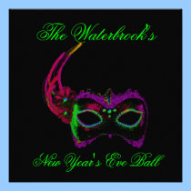 "New Year's Eve Ball" - Mask w/ Feathers & Lace invitations