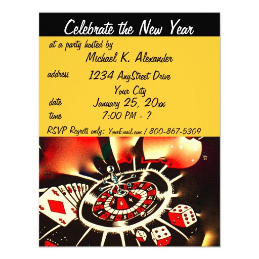 New Year's Eve Casino Theme Party Custom Invite