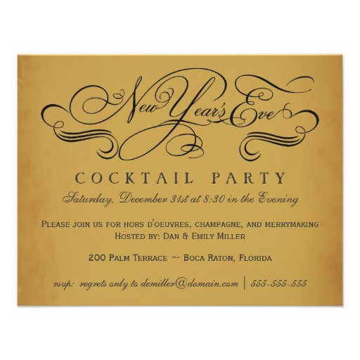 New Year's Eve Cocktail Party Vintage Invitations