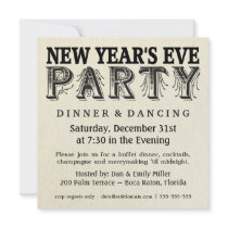 New Years Eve Dinner Party Vintage Invitations