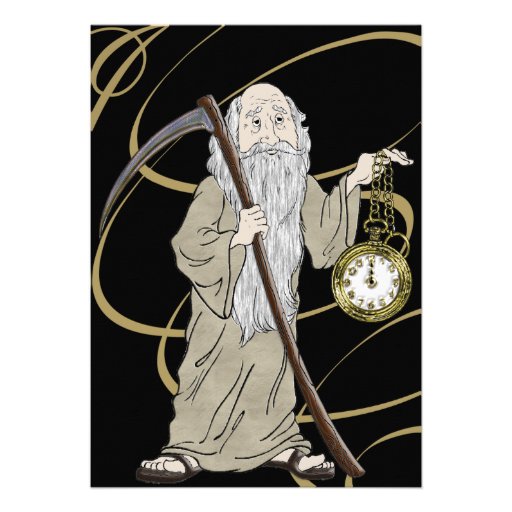 New Years Eve Father Time and His Clock Custom Invitation
