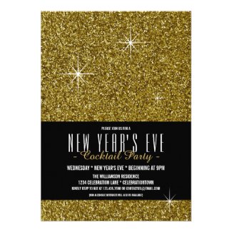 New Year's Eve Glitzy Gold Party Invitation