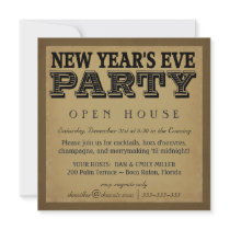New Years Eve Invitations - Vintage Woodcut