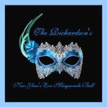 "New Year's Eve Masquerade Ball" - Blue Mask [1] invitations