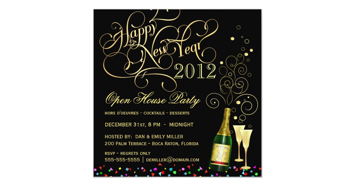 new year open house tradition new year s open house black and gold card zazzle new year open house tradition new year s open house black and gold card zazzle