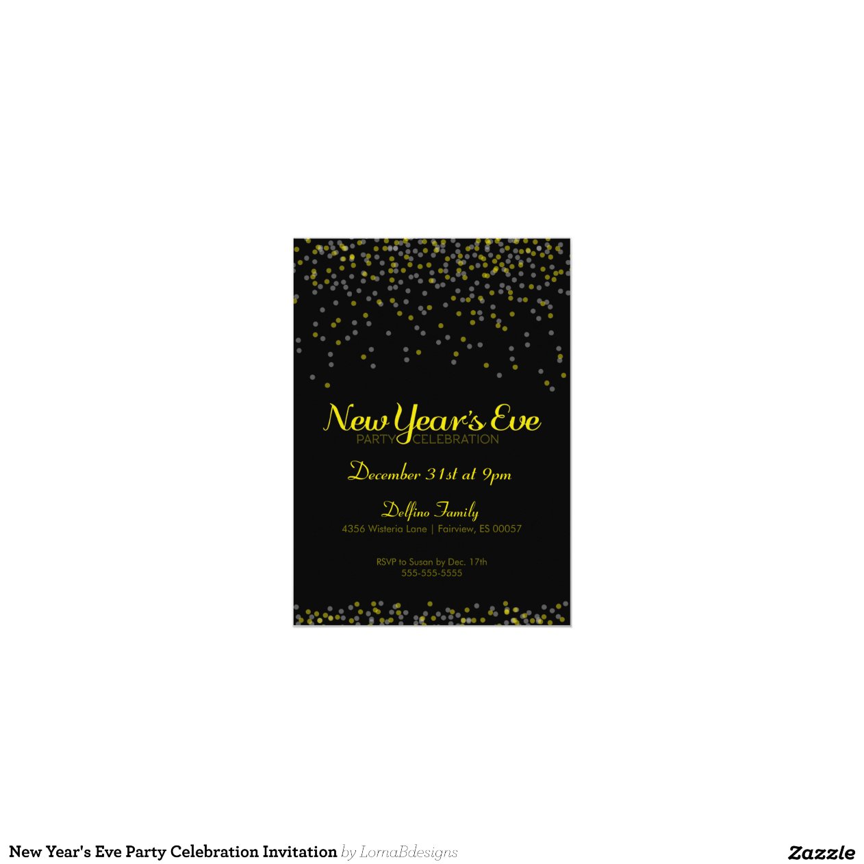 New Year's Eve Party Celebration Invitation 5" X 7" Invitation Card