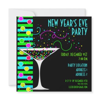 New Years Eve Party Confetti Cocktail Invitation
