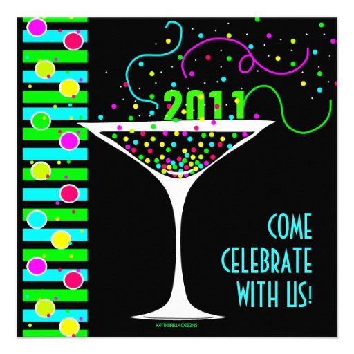 New Years Eve Party Confetti Cocktail Invitation