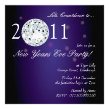 New Years Eve Party Disco Ball Custom Invitation
