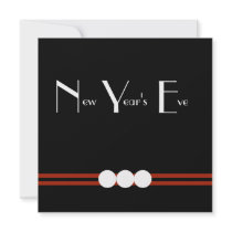 "New Year's Eve Party in Black and White" invitations