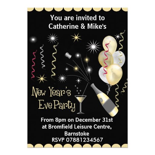 New Years Eve Party Invitation - Black & Gold