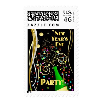 New Year's Eve Party Invitation - Postage Stamps stamp