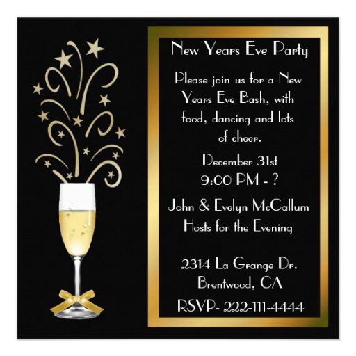 New Years Eve Party Invitations 5.25" Square Invitation Card | Zazzle
