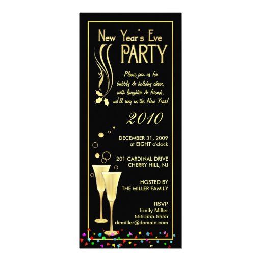 New Year's Eve Party Invitations - Slim Cards (front side)