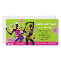 New Year's Eve Party Photo Card Dancing Lime