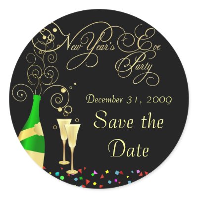 New Year's Eve Party - Save the Date Stickers by SquirrelHugger