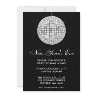 New Years Eve Party Silver Disco Ball invitation